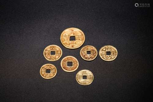 A Group of Six Pure Gold Coins