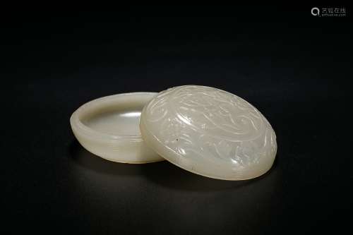 A White Jade 'Flower' Carved Seal Paste Box