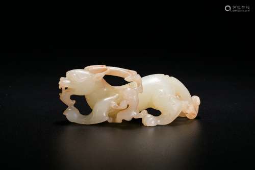 A White Jade Carving of Auspicious Animal