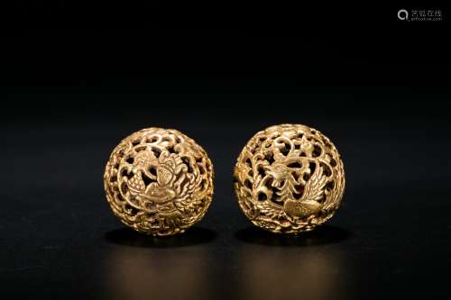A Pair of Silver-Gilt Decors