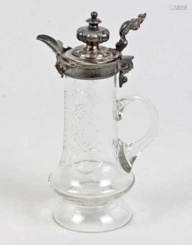 Gründerzeit Karaffe um 1880farbloses Kristallglas mundgeblasen u. von Hand beschliffen, konische