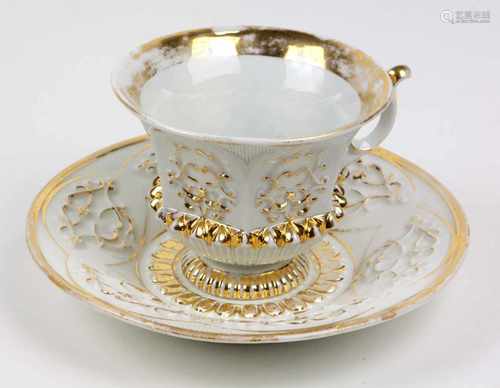 Meissen Kaffeegedeck Schmierzeit 1818/60Porzellan mit unterglasurblauer Schwertermarke der