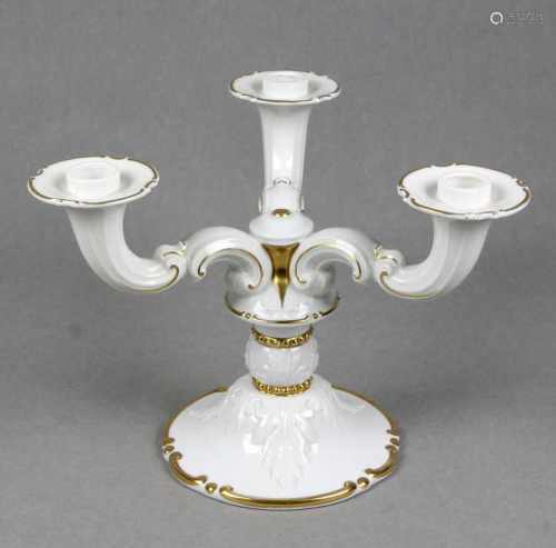 Rosenthal Kerzenleuchterweiß glasiertes Porzellan mit unterglasurgrüner Manufakturmarke Rosenthal
