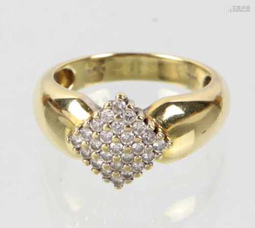 Brillant Ring - GG/WG 585in Gelbgold / Weißgold 585 (14 Karat) gearbeitet u. punziert, bombierte