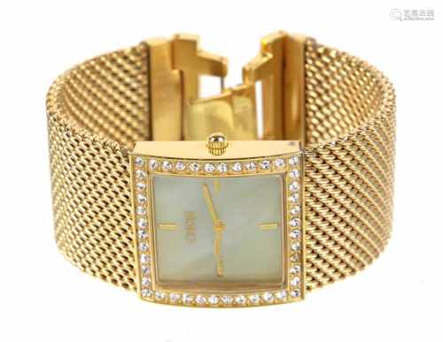 Damen Armbanduhr *Christ*Edelstahl vergoldet, breites Milanaise Armband ca. 30 mm, leicht