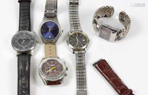 Posten Armband Uhren u.a.dabei Titan-Uhr mit Datumsfenster u. umlaufender Sekunde, dazu Citizen
