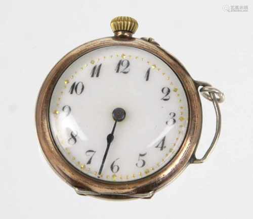 Damen Taschenuhr - Silber 800partiell vergoldetes Uhrengehäude punziert, Silber 800 dt. mit Halbmond