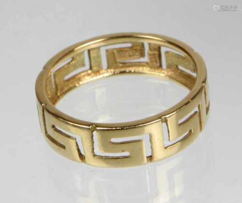 Mäander Ring - GG 333in Gelbgold 333 (8 Karat) gearbeitet u. punziert, Bandring mit umlaufendem