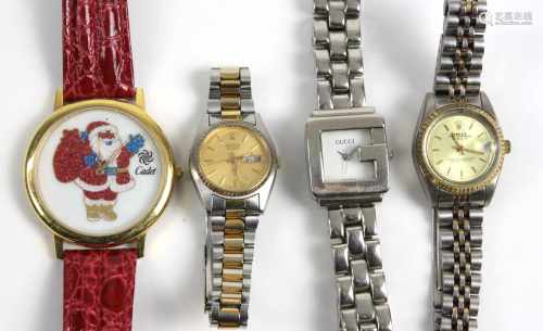4 Armbanduhrenfür Damen in versch. Ausführungen u. Hersteller, ges. 4 Stück, Tragesp.