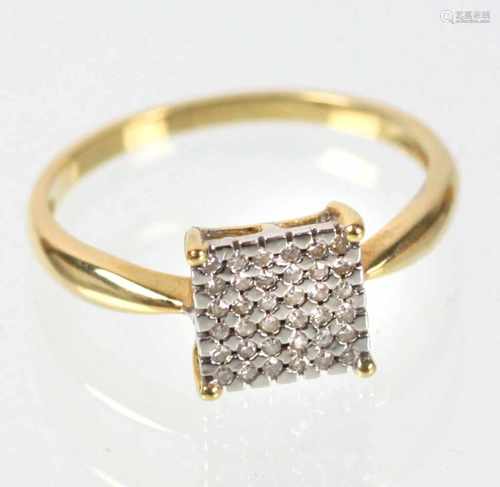 Brillant Ring - GG 585in Gelbgold 585 (14 Karat) gearbeitet u. punziert sowie Hersteller *EA* im