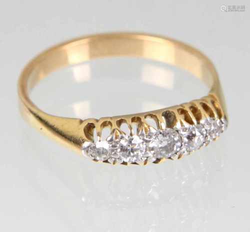 antiker Brillant Ring - GG 585in Gelbgold 585 (14 Karat) gearbeitet, nicht punziert, von