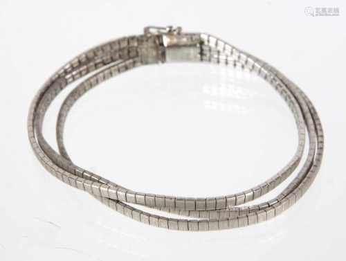 3-reihiges Spaghetti ArmbandSilber 925, Armband in satinierter Oberfläche in Weißgoldoptik von 10 mm