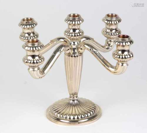Kerzenleuchter - Silber 925punziert, Silber 925 dt. mit Halbmond & Krone, fünfflammiger