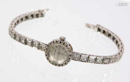 Antike Diamant-Uhr Jaeger LeCoultre um 1920/30in Weißgold 750 (18 Karat) gearbeitet, Armband u.
