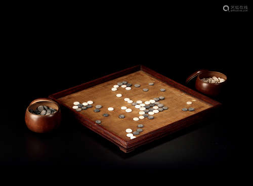 清早期 黄花梨鹿角漆灰棋盘