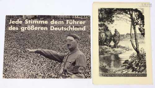 Telegramm u. WahlplakatDeutsche Reichspost, Doppelblatt, in der Mitte gefalzter Bütten-Bogen,