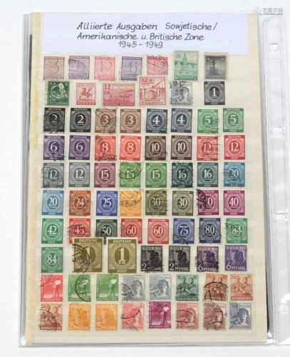 Briefmarken Alliierte Besetzung 1945/49Konvolut überwiegend gestempelte Briefmarken 1945/49 sowie