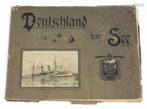 Album - Deutschland zur SeeQuerformatige Mappe, 32 Tafeln mit montierten, farb. Abb. von Schiffen,
