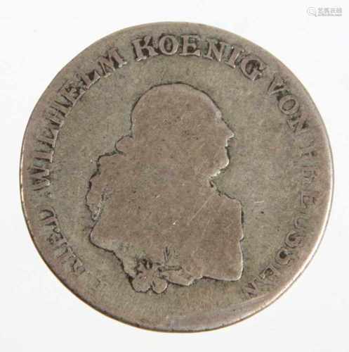 1/3 Taler Preussen Friedrich Wilhelm II. 1791 ESilber, 3 Einen R. Thaler, E Königsberg,