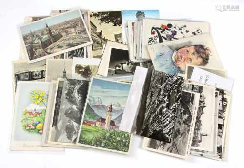 87 Ansichtskarten 1915/57teils beschrieben u. postalsich von 1915 bis 1957 gelaufen, Postkarten