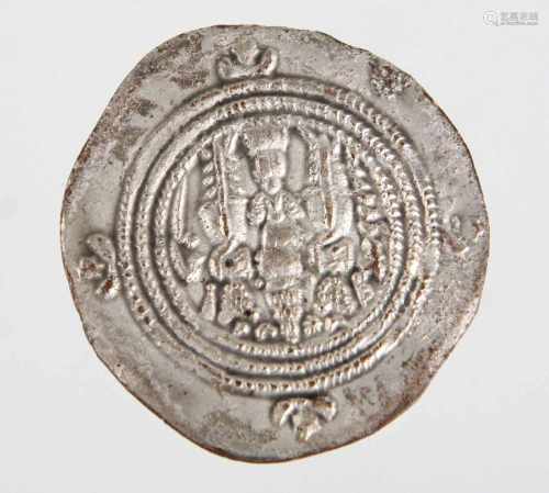 Silbermünze persisches GroßreichSilber, 1 Drachm Sassanidenreich (224-651), Chosrau II (590 -