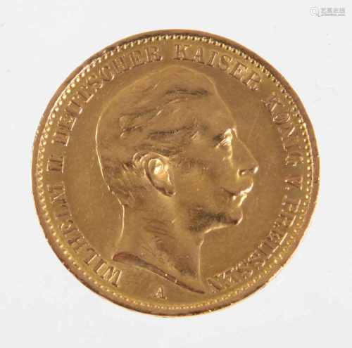 Goldmünze 20 Mark Preussen 1911 AGoldmünze, Deutsches Reich 1911 20 Mark, so auch um gekrönten Adler