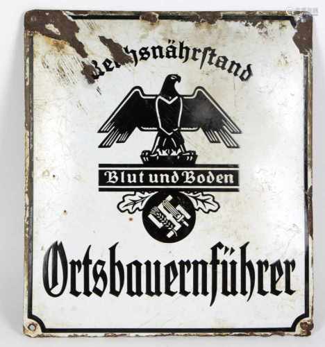 Emailleschild *Deutsches Rotes Kreuz*rechteckige weiß emailliertes gewölbtes Schild mit 4