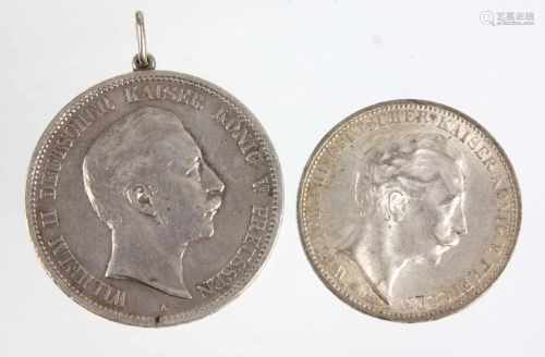 3 u. 5 Mark Wilhelm II Preussen 1895A/ 1912ASilber, Wilhelm II Deutscher Kaiser König von