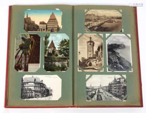 Jugendstil Postkarten Album ab 1900mit ca. 240 Postkarten bestückt, überwiegend beschrieben u.
