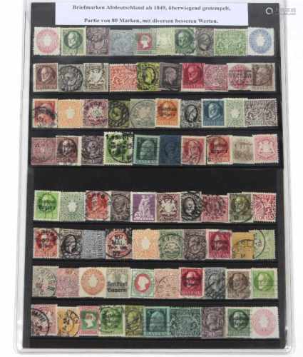 Briefmarken Altdeutschland ab 1849überwiegend gestempelt, Partie von ca. 80 Marken mit diversen