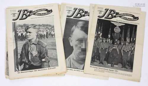 Illustrierter Beobachter 1930/34Konvolut von 8 Ausgaben aus den Jahren 1930 bis 1934, Verlag Frz.