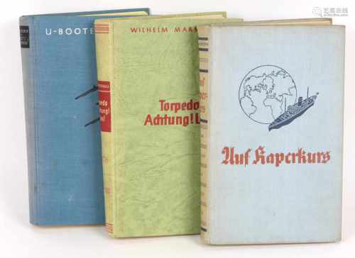 3 Bücher U-Boote u.a.dabei *U-Boote am Feind* von Werner Langsdorff, 45 deutsche U-Boot- Fahrer