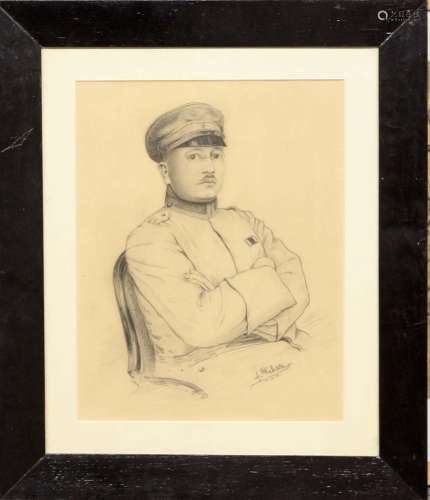Soldaten Portrait 1919Kohlezeichnung, rechts unten signiert sowie datiert (19)19, Halbportrait eines