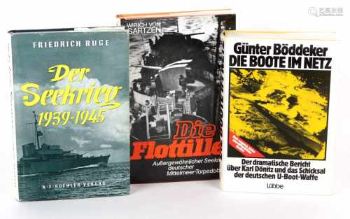 Der Seekrieg 1939- 1945 u.a.3 Bücher, dabei Friedrich Ruge *Der Seekrieg 1939- 1945*, 320 S., K.F.