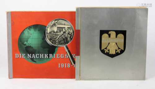 Die Reichswehr u.a.2 Sammelalben, dabei *Die Reichswehr*, mit mont. Sammelbildern, 3 Bilder fehlend,