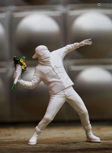 Banksy 2018年作 Flower Bomber（白色） 宝丽石