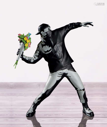 Banksy 2016年作 Flower Bomber（墙影版本） 宝丽石