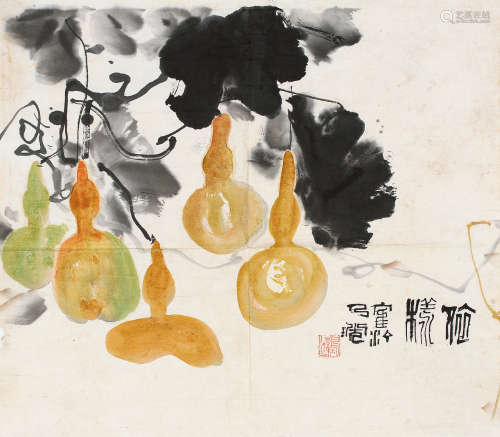 郑乃珖 蔡鹤汀（1911～2005） 葫芦 镜片 设色纸本