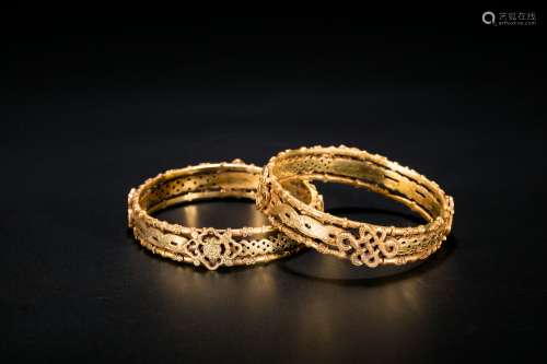 A Pair of Silver-Gilt Bracelets