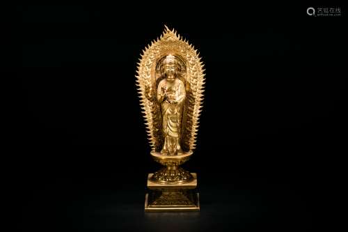 A Gilt-Bronze Standing Figure of Guanyin