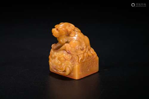 A Tianhuang Carved Seal Surmounted By An Animal