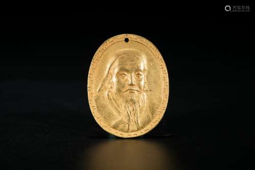 A Pure Gold Genghis Khan Pendant