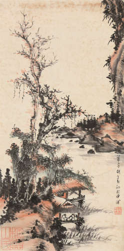 胡公寿（1823～1886） 山水 立轴 设色纸本