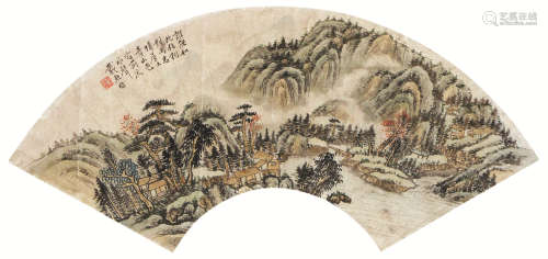 戴熙（1801～1860） 山水 扇面 镜心 设色纸本