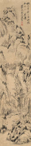 奚冈（1746～1803） 白描山水 立轴 水墨纸本