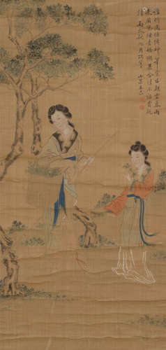 王素（1794～1877） 仕女 立轴 设色绢本