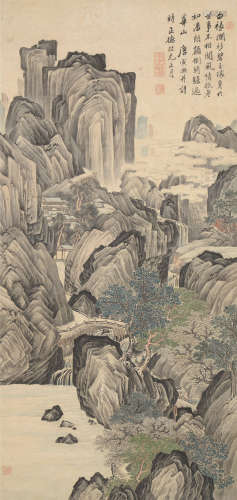 唐寅（1470～1523） 山水 立轴 设色纸本