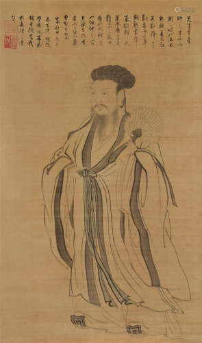 朱之瑜（1600～1682） 孔明之像 立轴 设色绢本