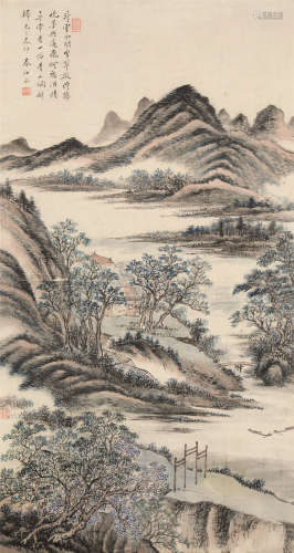 秦祖永（1825～1884） 山水 立轴 设色纸本