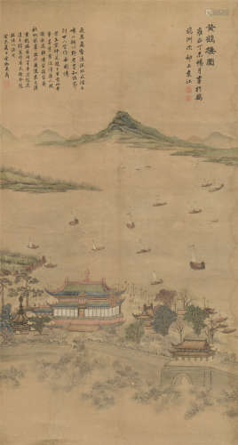 袁江（?～约1746） 黄鹤楼图 立轴 设色纸本